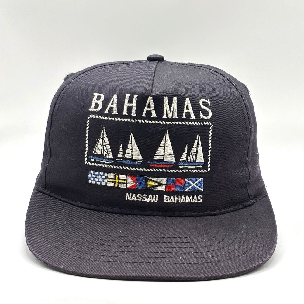 Vintage 80s Bahamas Sailing Hat SnapBack Sail Boat Cap Ocean 90’s Cotton Regatta